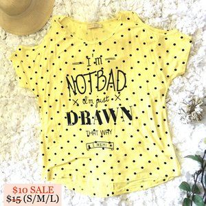Yellow Sleeveless Polka Dotted Cotton Shirt